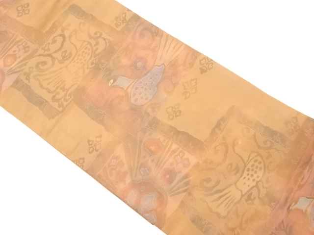 JAPANESE NAGOYA OBI / WOVEN FLOWER & BIRD